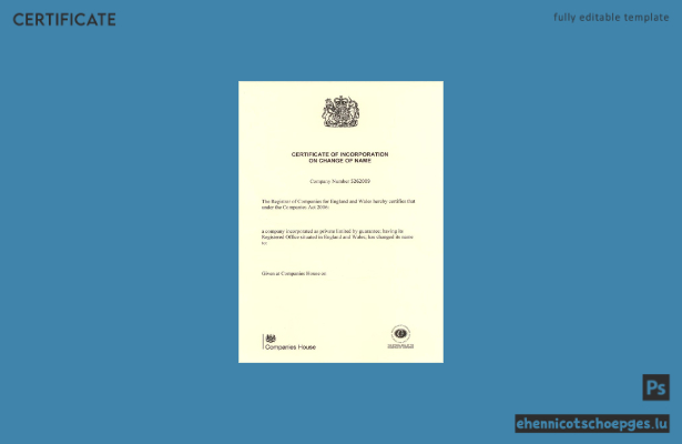 Beispiel für eine Namensänderungsurkunde des US-amerikanischen Handelsregisters (Companies House)